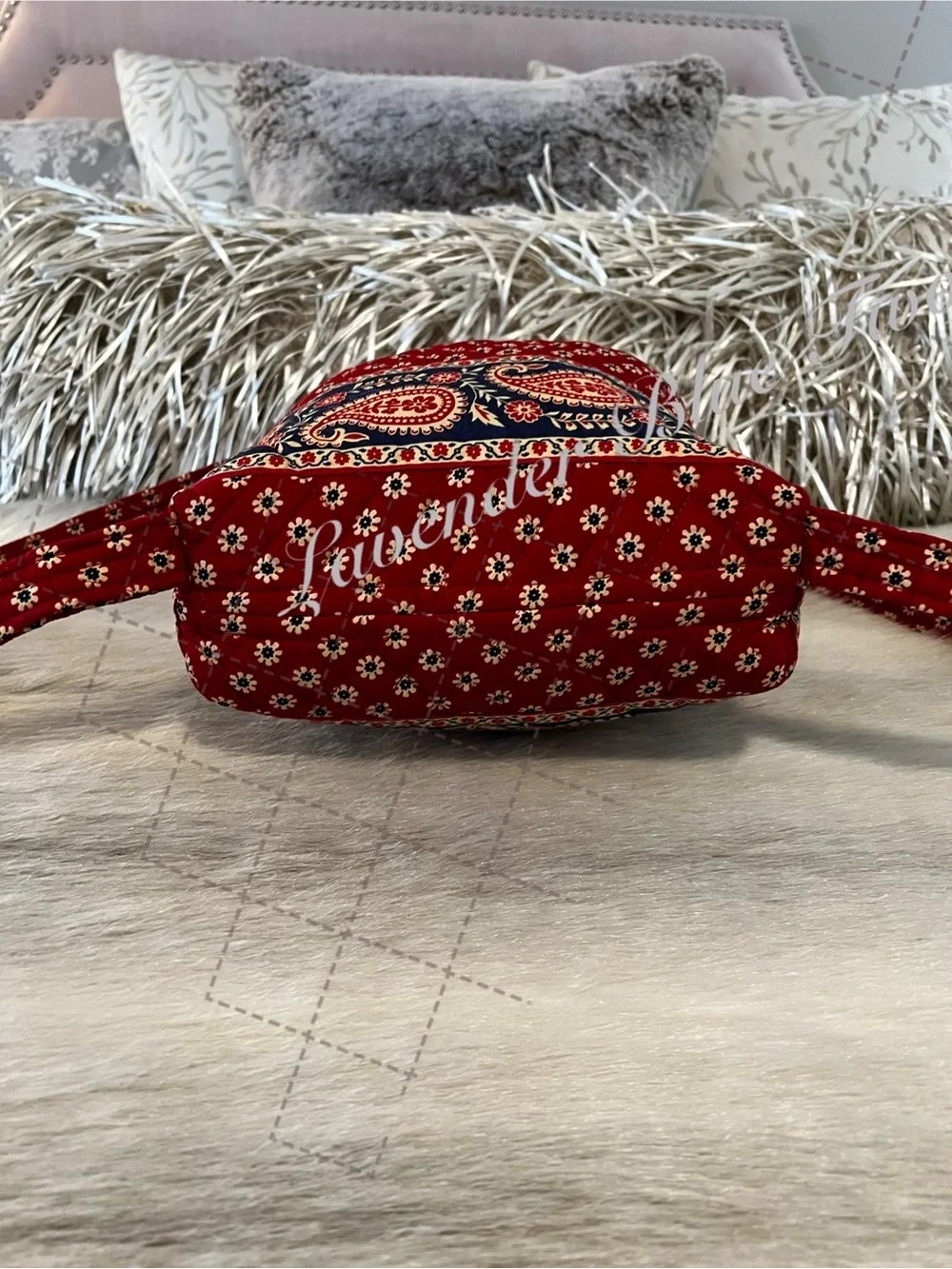 Vintage VERA BRADLEY Americana 2003 Mimi Flap Backpack USA Red Blue Paisley Y2K